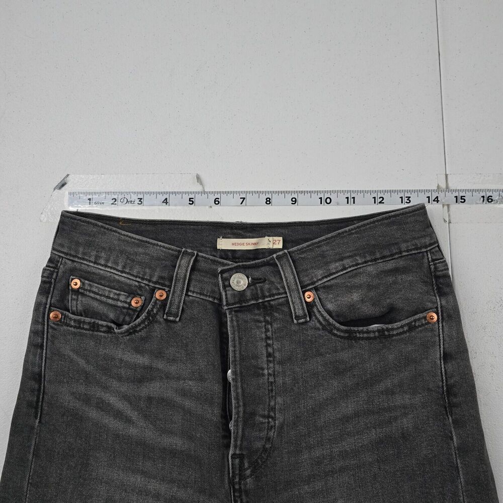 Levi's Wedgie Skinny Jeans Women's 27 Gray‎ High Rise Stretch Denim 4337 - Picture 5 of 14